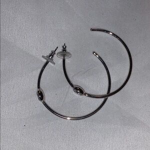 SILVER HOOPS with stone